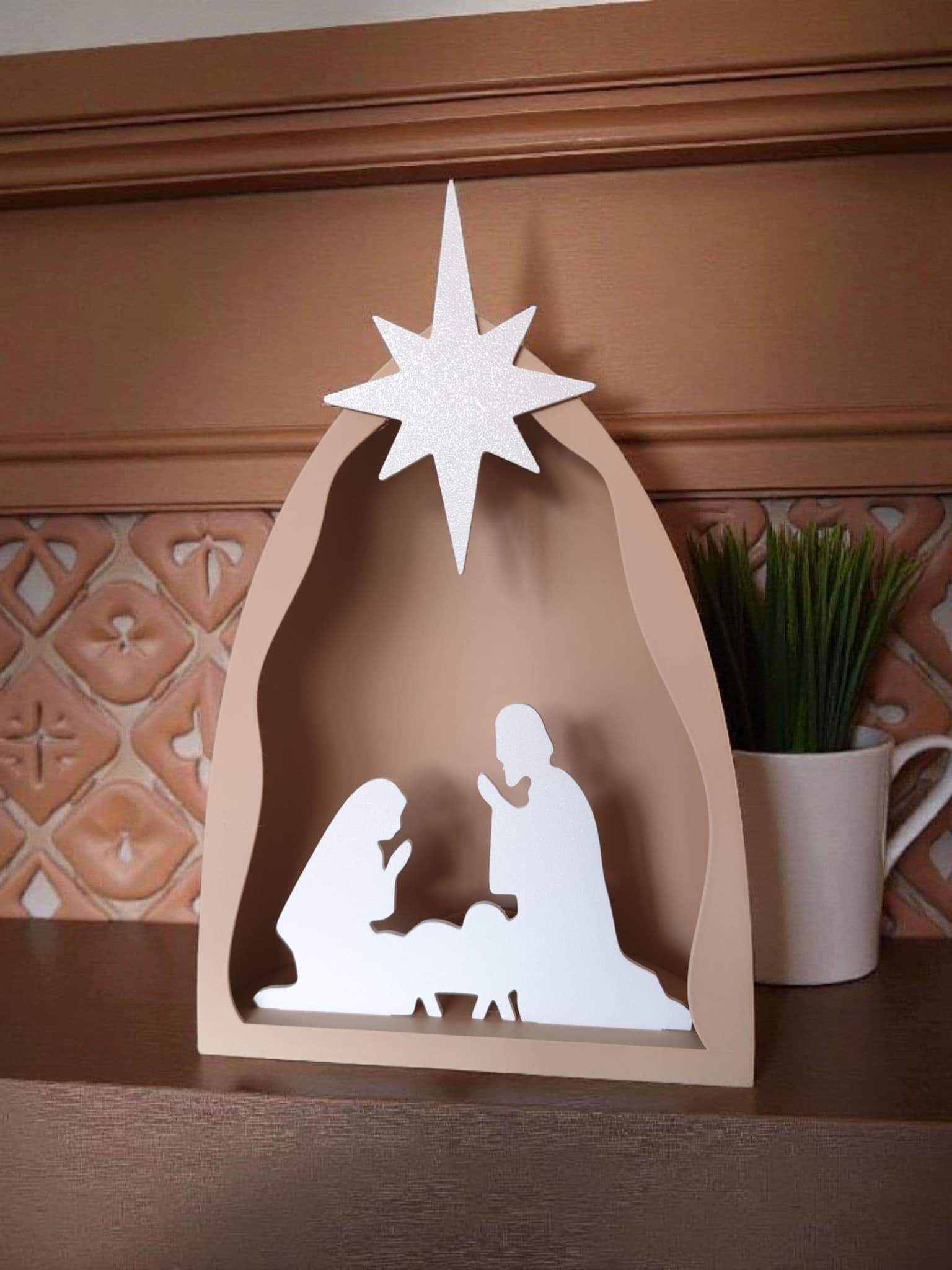 Escena navideña iluminada